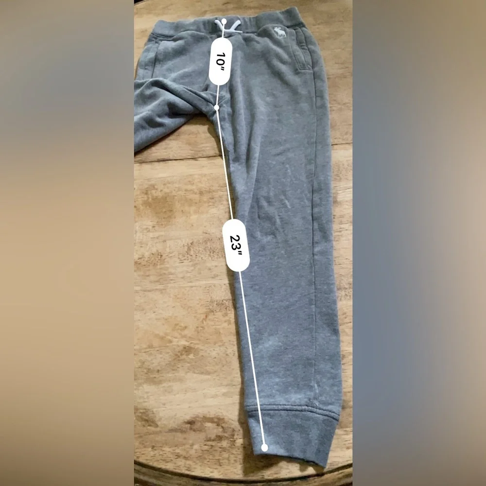 Abercrombie Kids Sz 13/14 Heather Gray Fleece Logo Joggers‎